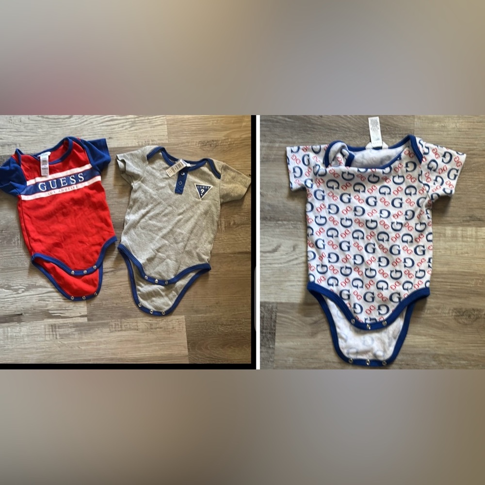 Guess Red and Gray Bodysuits One Piece Set